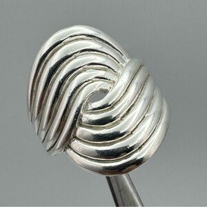Sterling Silver Sculptural Swirl Statement Ring | Modern Wide Band Size 6.5